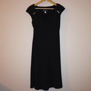 S.L. fashions vintage black dress, straight with slight flair with faux brooches